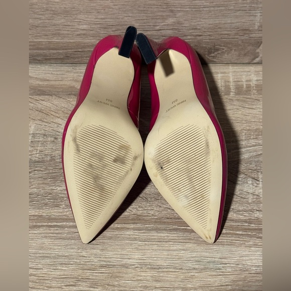 Flared heel pumps Women’s size 8 Nine West trendz hot Barbie pink heels patent - Picture 6 of 8